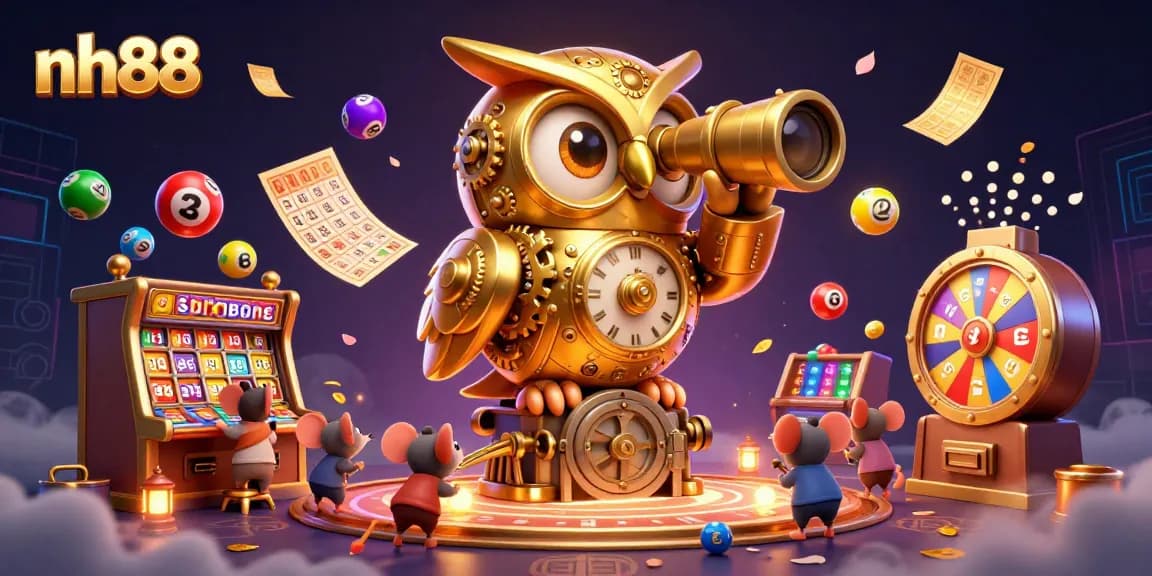 Experience the vibrant gaming features at nh88 with a dazzling casino illustration showcasing unique elements.