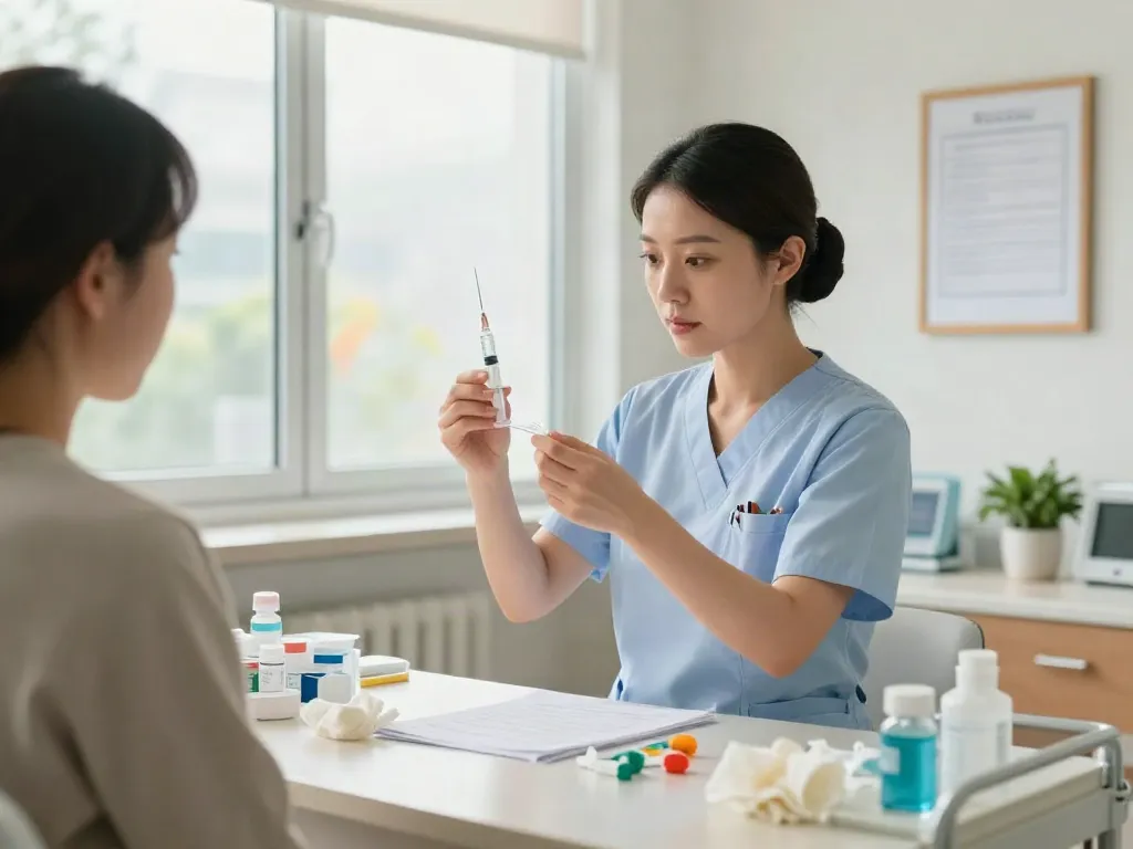 Cerebrolysin 60 mg dosage being prepared by a nurse in a professional healthcare setting.