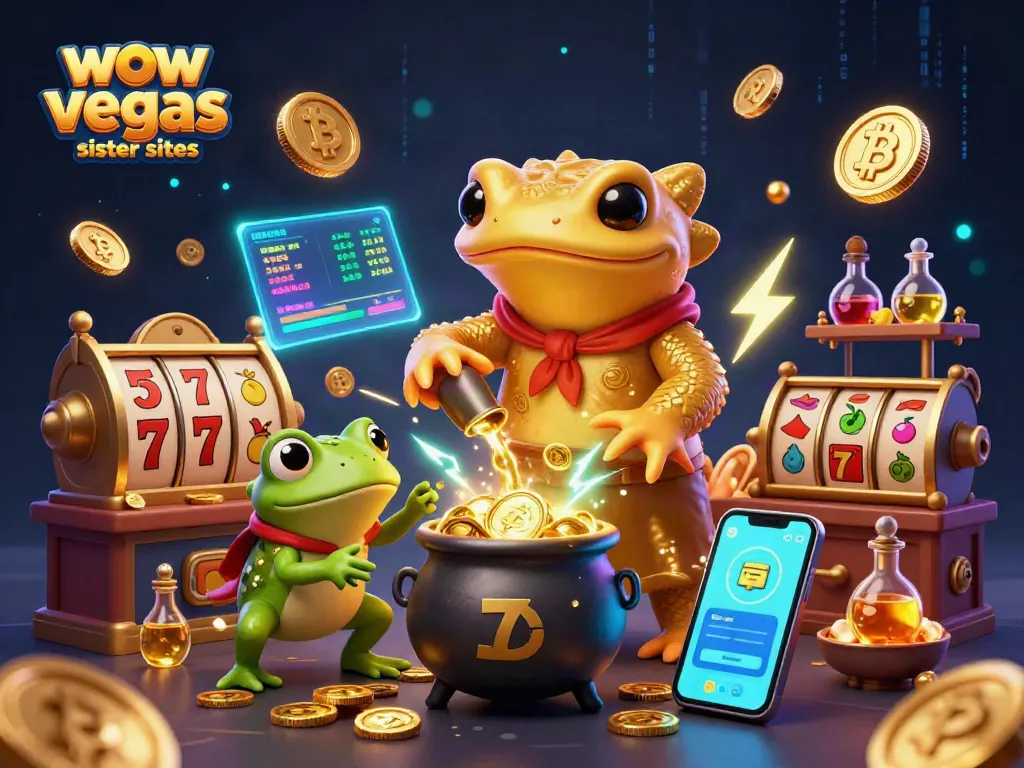 Engage with wow vegas sister sites as vibrant slots and alchemical magic reveal winning opportunities in a colorful scene.