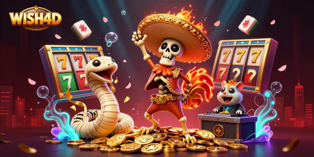 Win big with WISH4D slot games featuring vibrant characters and rich visuals.