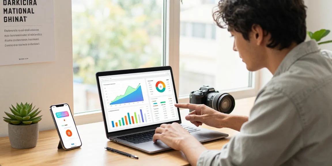 Buy iOS installs through a marketing expert analyzing app performance metrics in a modern workspace.