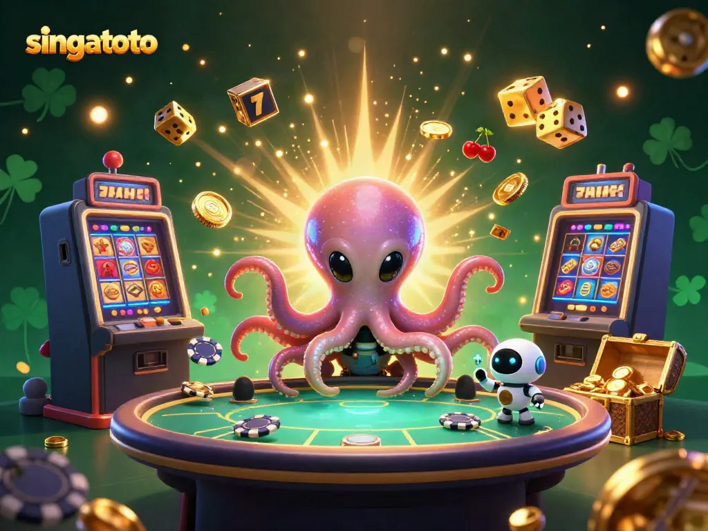 Engage with the exhilarating singatoto gaming adventure featuring a thrilling 3D alien casino scene.