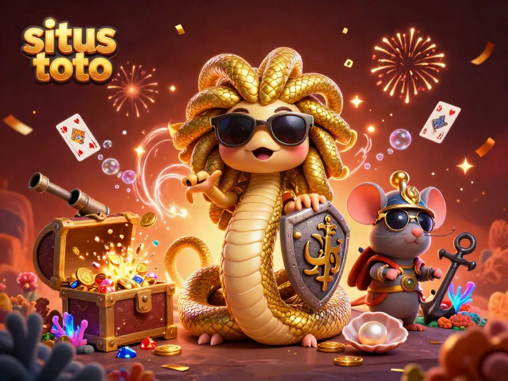 Engage in thrilling situs toto action with a vibrant 3D fantasy scene featuring captivating casino elements.
