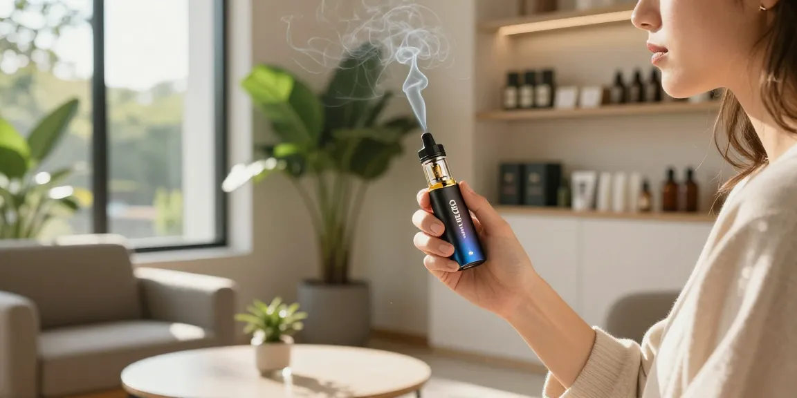 Explore premium cbd vapes in a serene indoor lounge with natural light.