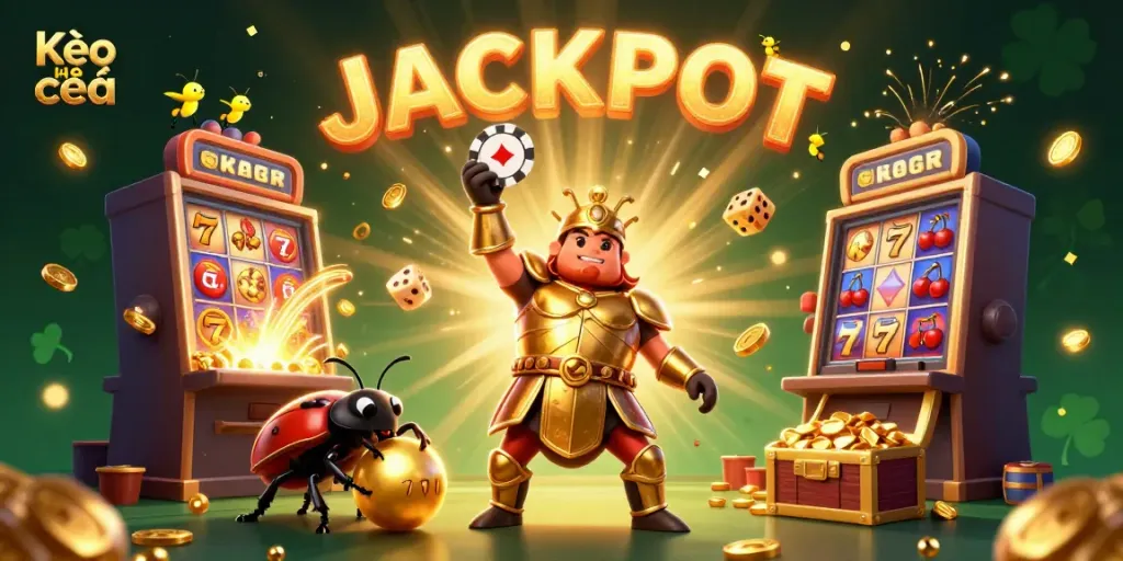 Experience victory with Kèo nhà cái as the 3D beetle celebrates winning a poker chip amid casino delights.