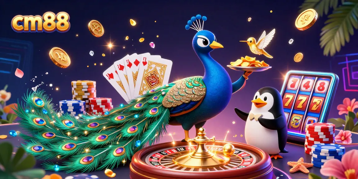 Experience excitement at cm88 with vibrant casino characters and dynamic gaming elements in a rich illustration.