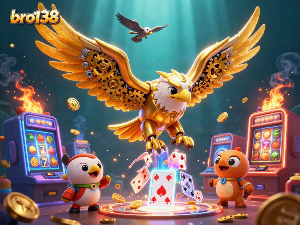 Experience thrilling wins with bro138's vibrant slot machines and animated gaming characters.