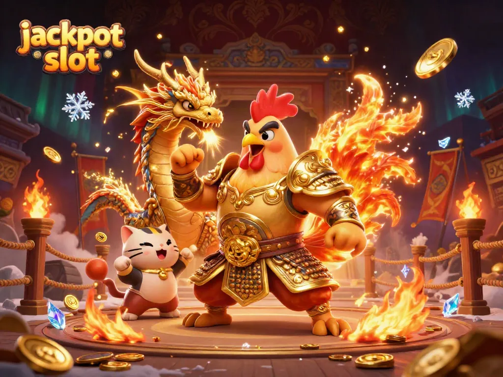Experience the excitement of jackpot slot gaming with vibrant characters and casino elements.