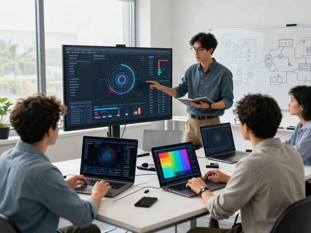 Diverse team collaborating in AI infrastructure workspace, showcasing the AI Token Economy.