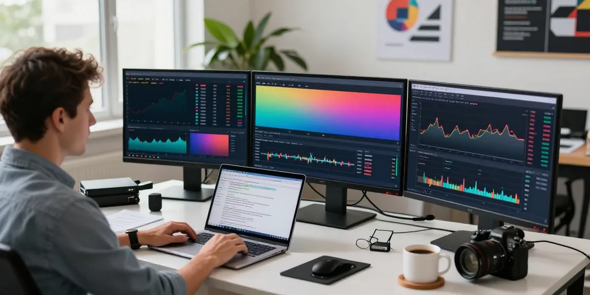 Trader using TradingView to analyze financial markets in a modern workspace.