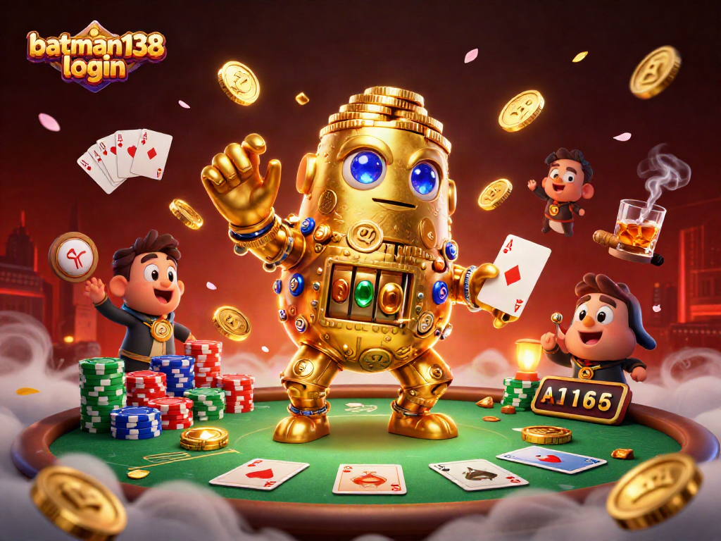 Experience the excitement of batman138 login with a vibrant 3D casino scene showcasing poker excitement.