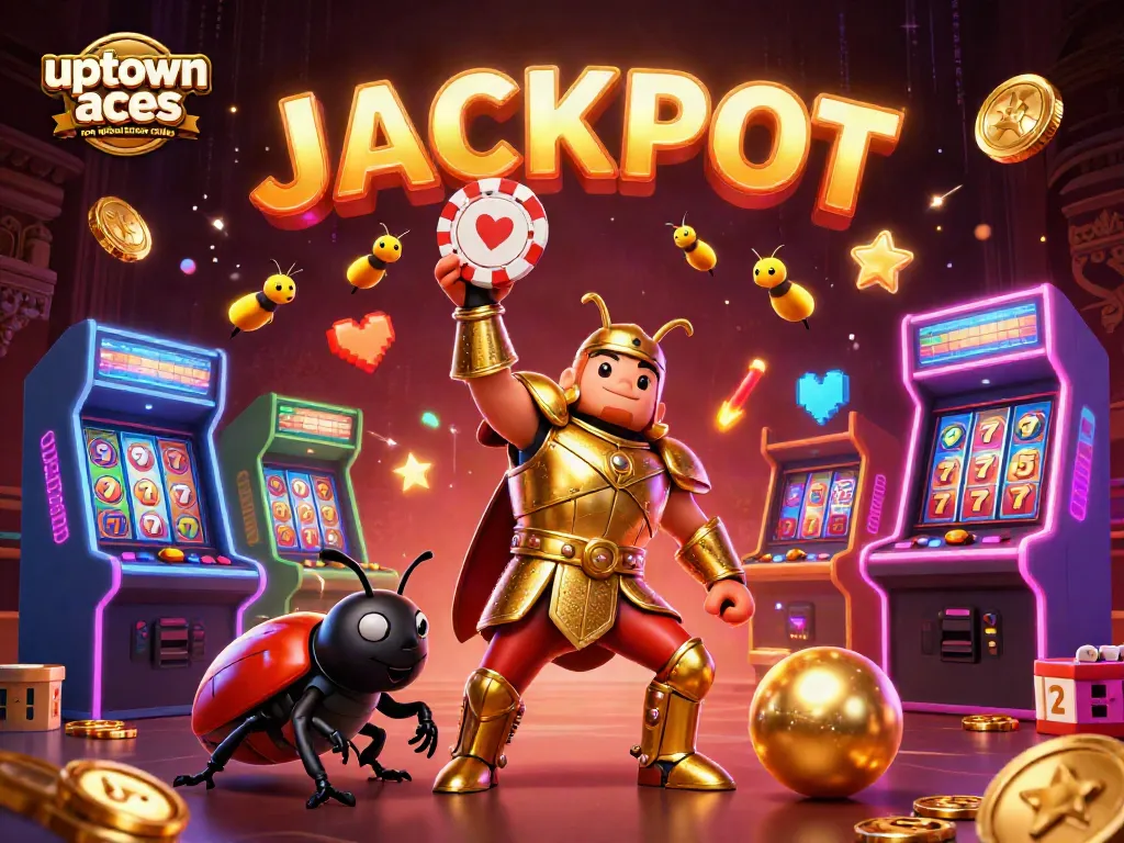 Engage in exciting gameplay with uptown aces no deposit bonus codes featuring animated characters and flashing casino elements.