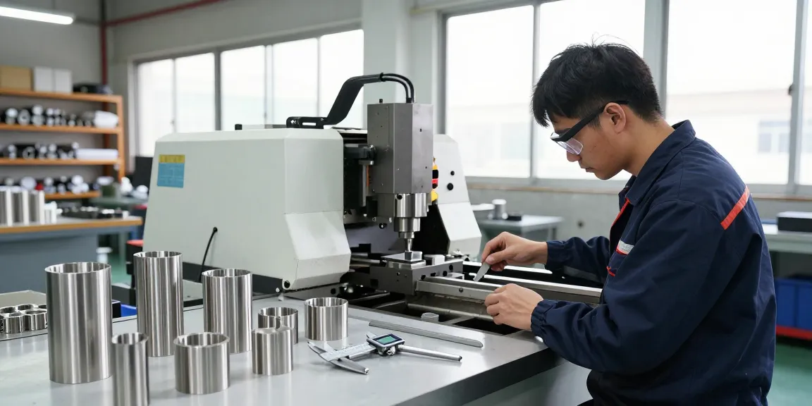 cnc stainless steel parts suppliers show technician operating CNC machine in a bright industrial workshop setting
