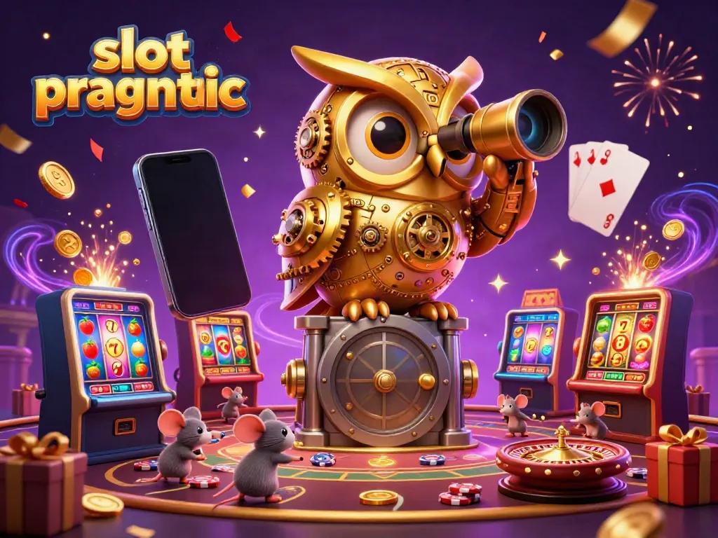 Experience the lively action of slot pragmatic games with a clockwork owl and vibrant casino elements.
