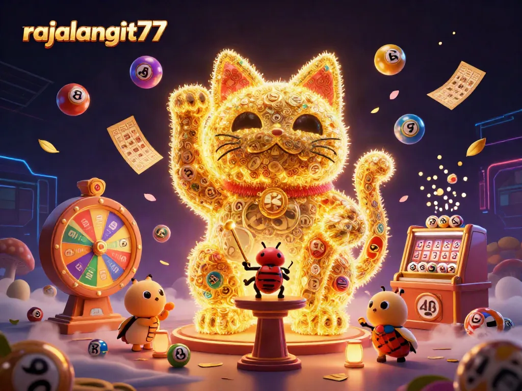 Menangkan permainan di rajalangit77 dengan kemewahan kucing keberuntungan dan elemen kasino lainnya.