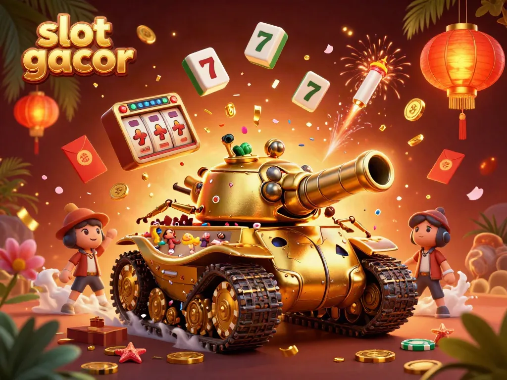 Experience the excitement of slot gacor with vibrant, dynamic 3D casino-themed illustration.