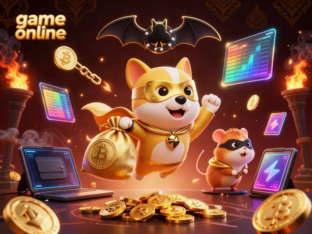 Experience thrilling game online action with a superhero dog and golden elements in a vibrant casino world.