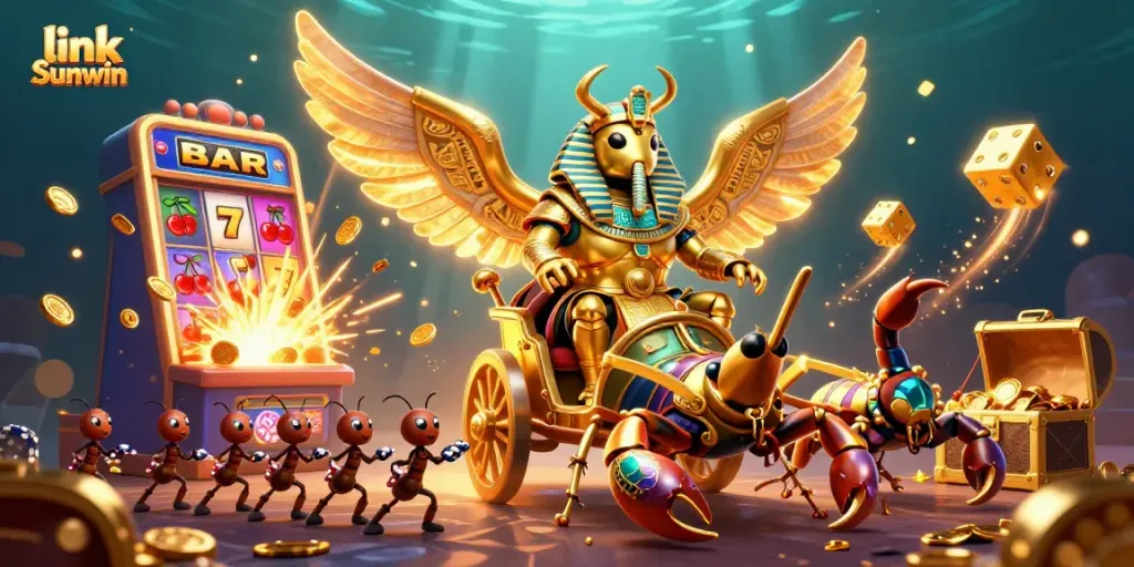 Experience the thrill of winning with link Sunwin's vibrant casino scene filled with gold and excitement.