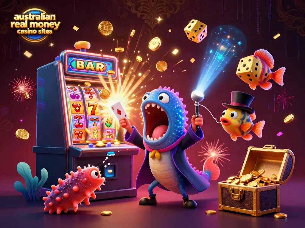 Experience the magic with australian real money casino sites featuring vibrant 3D characters and casino elements.