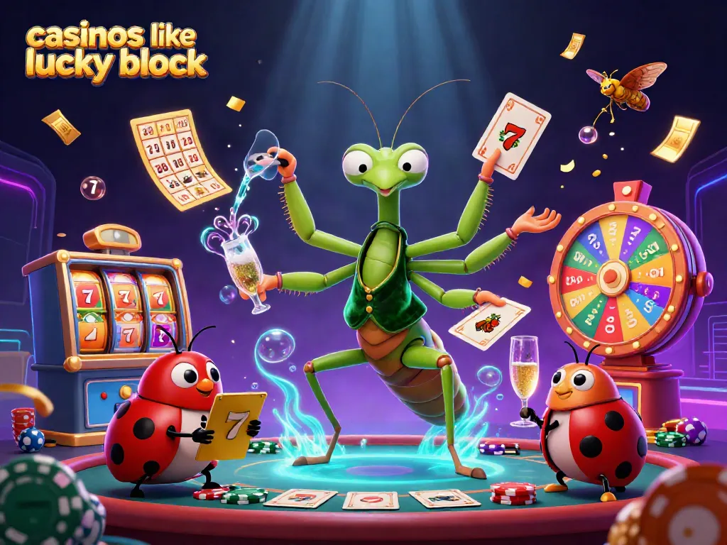 Experience the thrill at casinos like Lucky Block with vibrant slot reels and celebratory energy.