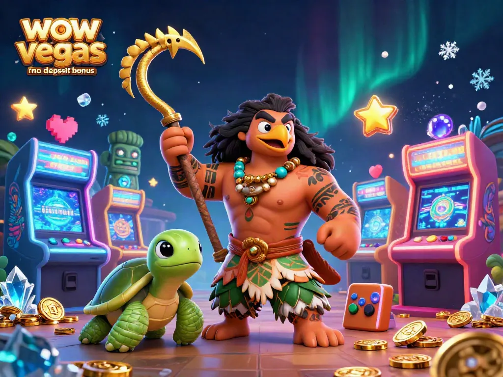 Experience the thrill with WOW Vegas free SC no deposit bonus, featuring vibrant gaming elements and lively characters.