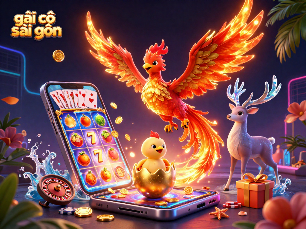 Engaging gambling scene featuring the vibrant brand "gái gọi sài gòn" alongside dynamic slot game action and captivating characters.