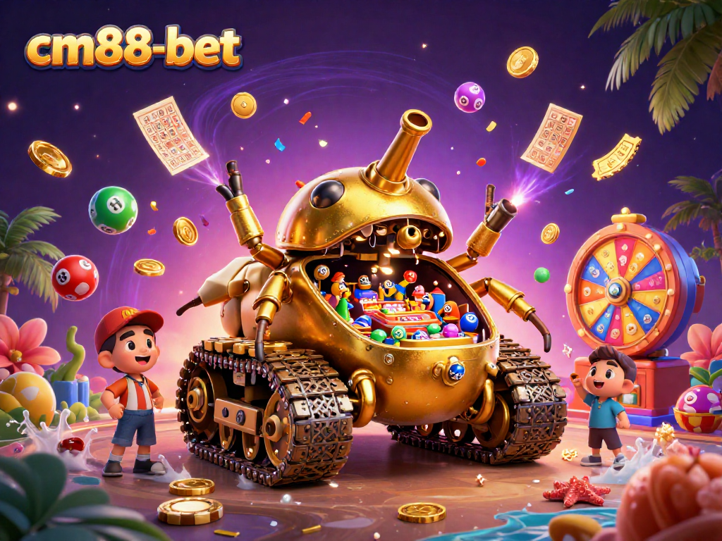 Experience the thrill of cm88-bet as you witness a vibrant casino scene inside a golden beetle tank.
