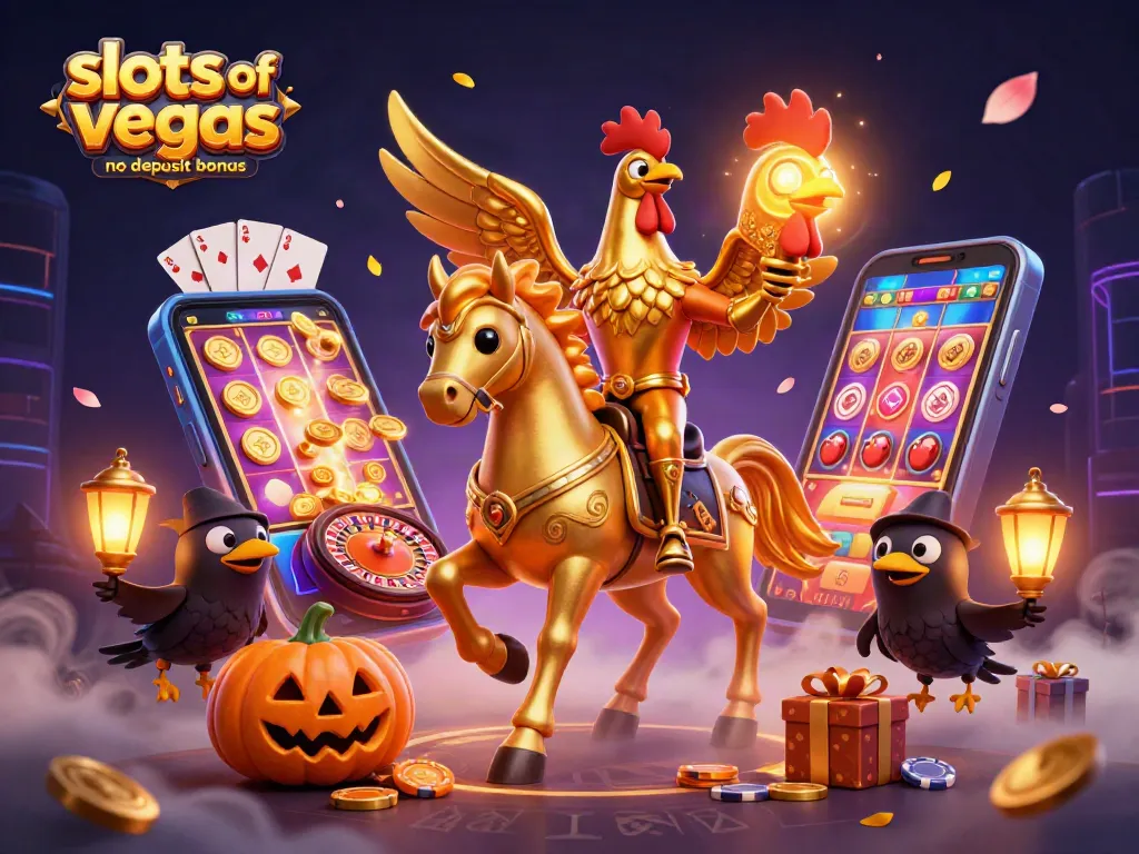 Experience the excitement of the slots of vegas no deposit bonus as golden characters illuminate a vibrant casino.
